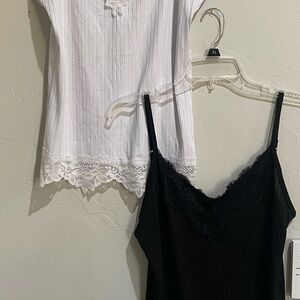 Women’s White & Black Lace Trim Cami Set size XL